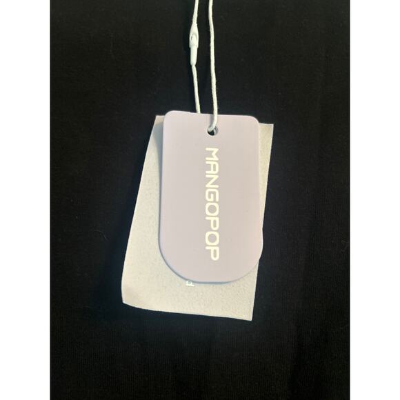 NWT Mangopop Women's Black Bodysuit Cap Ruffle Sleeves Snaps Size Small - Picture 3 of 7